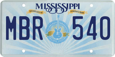MS license plate MBR540