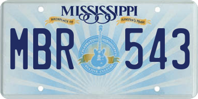MS license plate MBR543