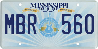 MS license plate MBR560