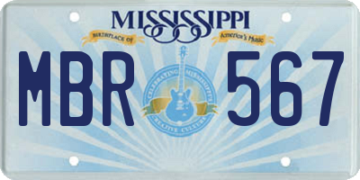 MS license plate MBR567