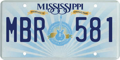 MS license plate MBR581