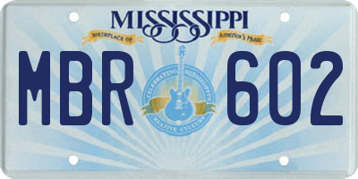 MS license plate MBR602