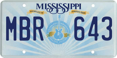 MS license plate MBR643
