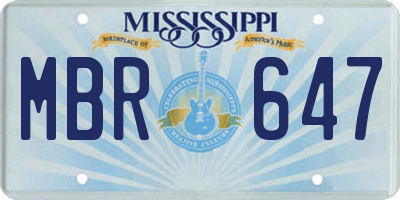 MS license plate MBR647