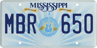 MS license plate MBR650