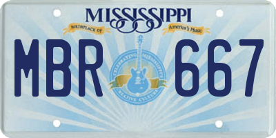 MS license plate MBR667