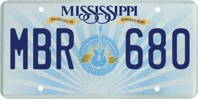 MS license plate MBR680
