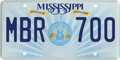 MS license plate MBR700