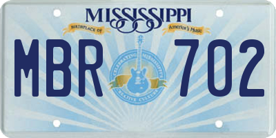 MS license plate MBR702
