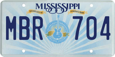 MS license plate MBR704