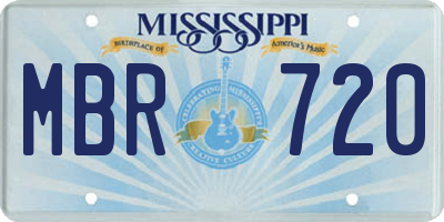 MS license plate MBR720