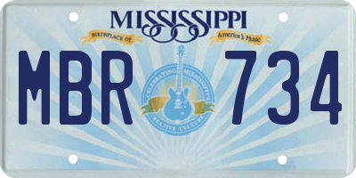 MS license plate MBR734