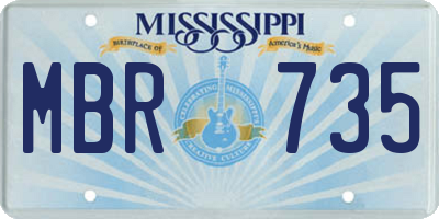MS license plate MBR735
