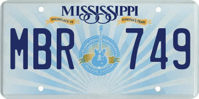 MS license plate MBR749
