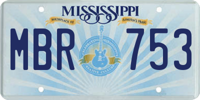 MS license plate MBR753