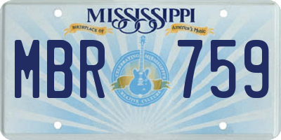 MS license plate MBR759