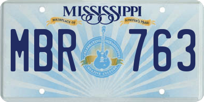 MS license plate MBR763