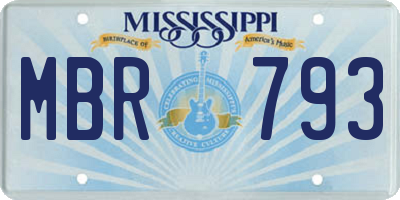 MS license plate MBR793