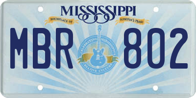 MS license plate MBR802