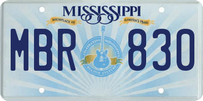 MS license plate MBR830