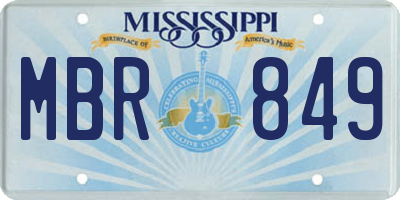 MS license plate MBR849