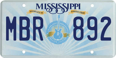MS license plate MBR892