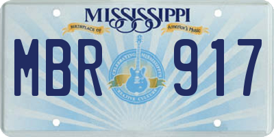 MS license plate MBR917