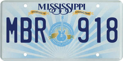 MS license plate MBR918