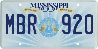 MS license plate MBR920