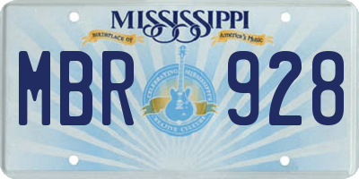 MS license plate MBR928