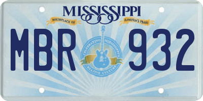 MS license plate MBR932