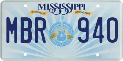 MS license plate MBR940