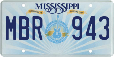 MS license plate MBR943