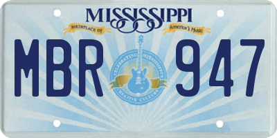 MS license plate MBR947