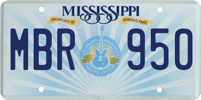 MS license plate MBR950
