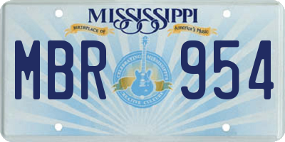 MS license plate MBR954