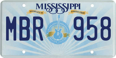 MS license plate MBR958
