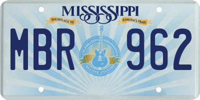 MS license plate MBR962