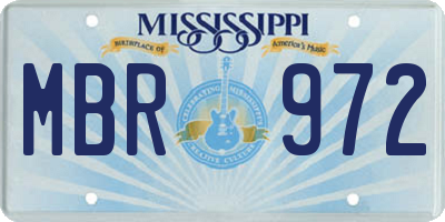 MS license plate MBR972