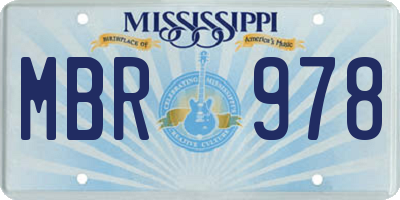 MS license plate MBR978