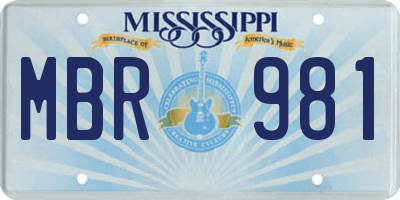 MS license plate MBR981