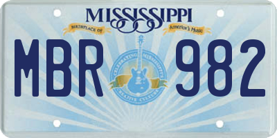 MS license plate MBR982