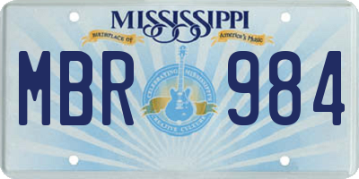 MS license plate MBR984