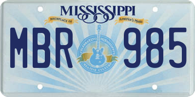 MS license plate MBR985