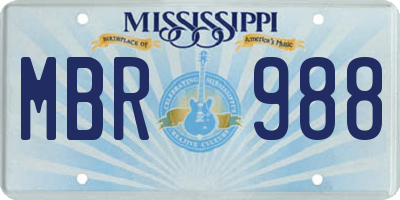 MS license plate MBR988