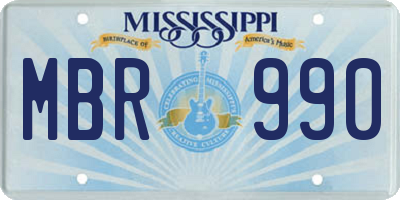 MS license plate MBR990