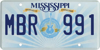 MS license plate MBR991