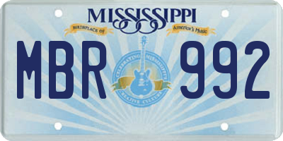 MS license plate MBR992