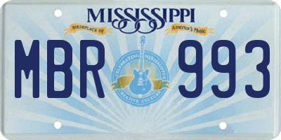 MS license plate MBR993