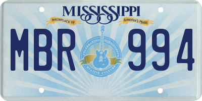 MS license plate MBR994